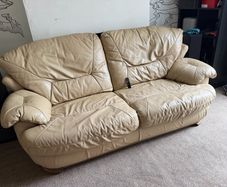 Free!- 3 seater sofa real leather hardwood