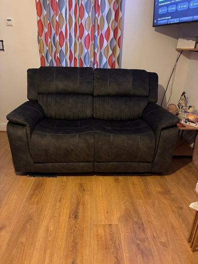 X2 2 seater grey suede recliner couch