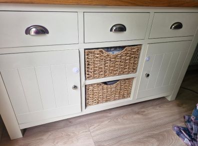Cream and oak sideboard