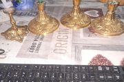 4 Beautiful Old Heavy Brass Oil Lamp Bases,