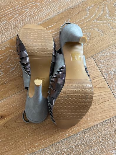 Brand New Grey Suede Perp Toe Sling Backs UK7