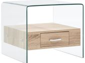 Coffee Table with Drawer 50x50x45 cm Tempered Glass