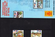 1990 Spain EXPO `92, Sevilla (issue 5) Commemorative Stamps Mint Never Hinged (MNH) with marketing pamphlet