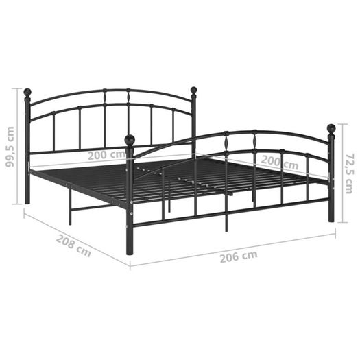 Bed Frame Black Metal 200x200 cm