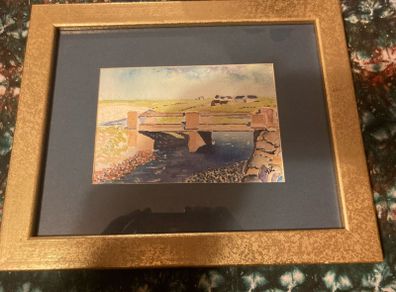 watercolour painting framed signed mjg of meenaclady Donegal postage available