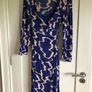 Blue Pattern Wrap Dress with Matching Slip Image 4