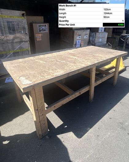 Heavy Duty Wooden Work Bench 124cm Workshop Table