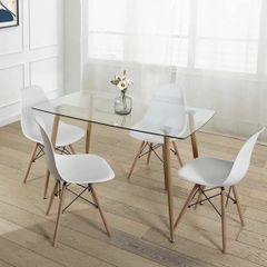 Modern Nordic Dining Set + 4 chairs - white