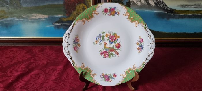 For Collectors Antique 3 Piece Paragon Rockingham Bone China Gold Gilt Cabinet Eared Cake Plate And Bread And Butter Set Made In England