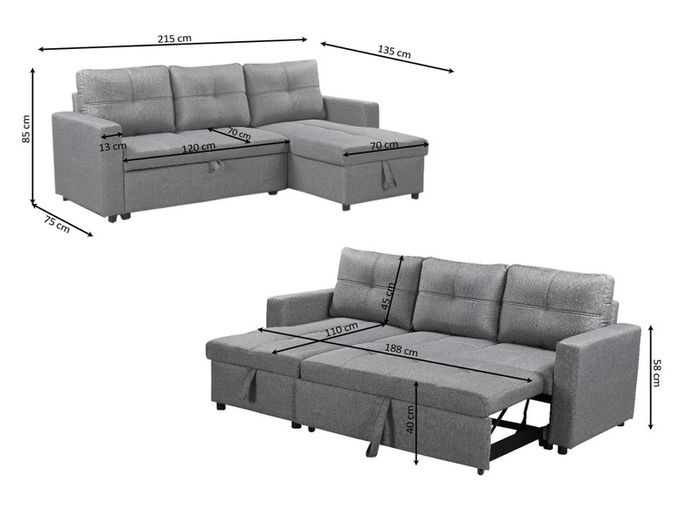 Brand New Corner Sofa Bed with Storage Blue