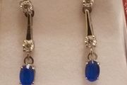 Lovely quality Petite Moissanite and Cobalt Blue Spinel Drop Earrings