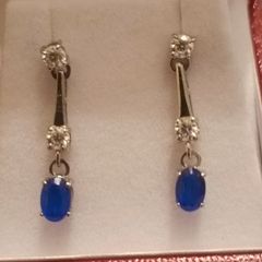 Lovely quality Petite Moissanite and Cobalt Blue Spinel Drop Earrings