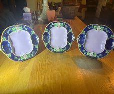 Rare 1869 Victorian Majolica Strawberry Plates x 3