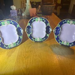 Rare 1869 Victorian Majolica Strawberry Plates x 3