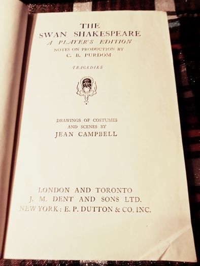 1930. The Swan . Shakespeare. Tragedies. A Player's Edition.