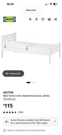 Ikea Kritter Toddler Bed With Mattress.