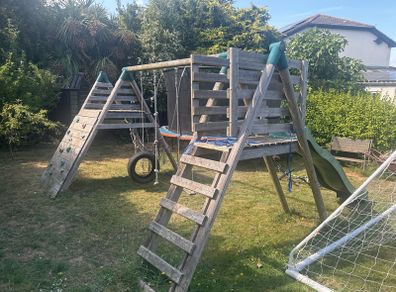 Climbing frame swing slide