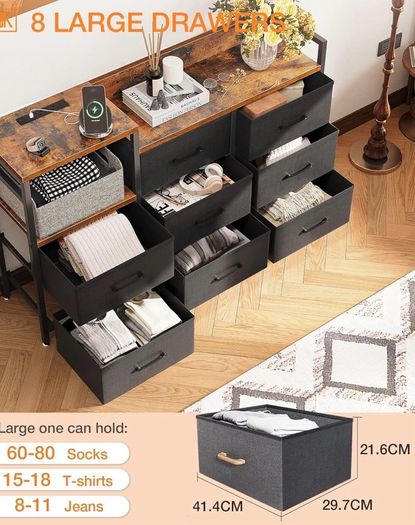 Chest of Drawers Bedroom, Contains 2 USB & 2 AC Ports Sockets
