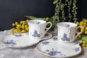 Vintage Royal Grafton "Violets"  Teacups and Tennis Plates TV set