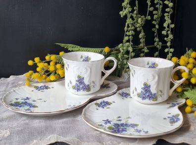 Vintage Royal Grafton "Violets"  Teacups and Tennis Plates TV set