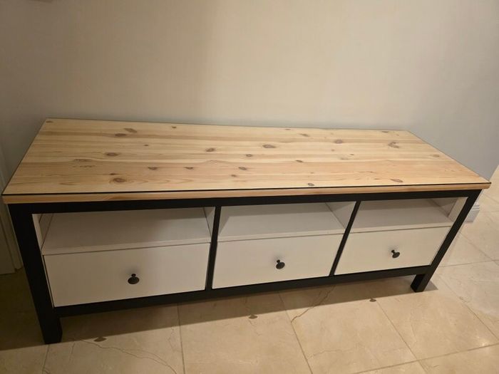 Wooden tv unit with glass top