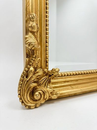 Large Ornate French Style Carved Scroll Mirror in Gilt Finish