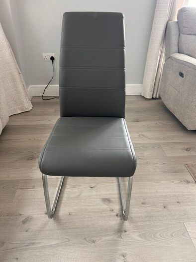 6 grey leather effect dining chairs