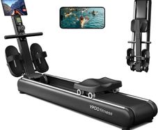 Rowing Machines, Magnetic Rowing Machines for Home Gym, 16 Levels Resistance Rowing Machine Foldable Quiet with Dual Slide Rail, 350lb Folding Rowing Machine with LCD Display Seat Cushion & App