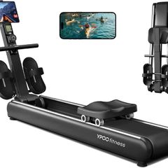 Rowing Machines, Magnetic Rowing Machines for Home Gym, 16 Levels Resistance Rowing Machine Foldable Quiet with Dual Slide Rail, 350lb Folding Rowing Machine with LCD Display Seat Cushion & App