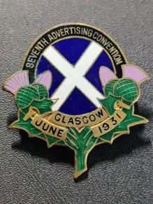 Vintage Thomas Fattorini Enamel Badge Seventh Advertising Convention 1931 Pin