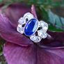 Antique Art Deco Sapphire & Diamond Ring - Platinum Image 3