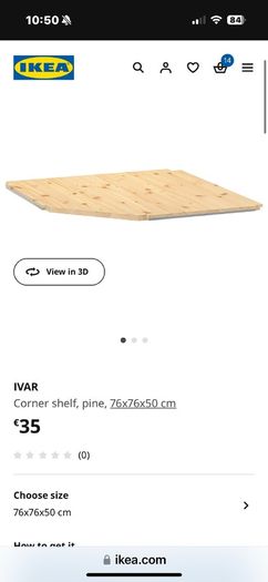 NEW IVAR Corner shelf, pine, 76x76x50 cm