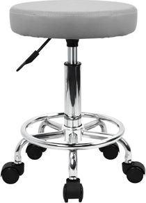 FREE SHIPPING PU Leather Round Rolling Stool with Foot Rest Swivel Height Adjustment Spa Drafting Salon Tattoo Work Office Massage Stools Task Chair Smal