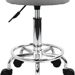 FREE SHIPPING PU Leather Round Rolling Stool with Foot Rest Swivel Height Adjustment Spa Drafting Salon Tattoo Work Office Massage Stools Task Chair Smal