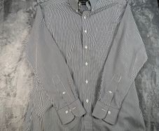 LAUREN RALPH LAUREN Fitted Non Iron Mens Shirt Grey\White Striped 15.5 E39