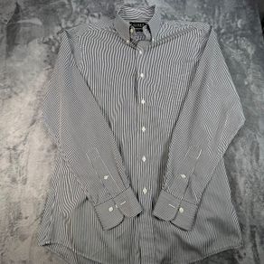 LAUREN RALPH LAUREN Fitted Non Iron Mens Shirt Grey\White Striped 15.5 E39
