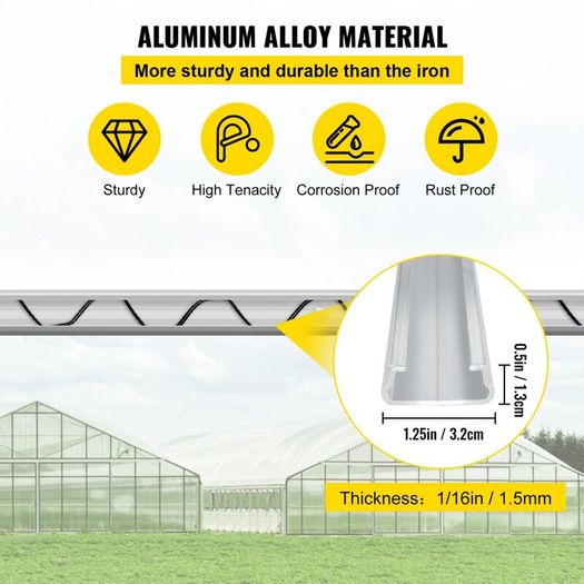 Greenhouse 30PCS  Wiggle Wire & Aluminium Alloy Spring Lock U-Channel 6.56ft 30PCS