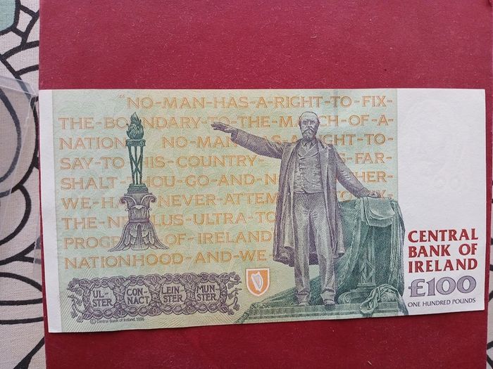 Rare Unc Ireland banknote  Parnell 100 Pound note BAK 320529