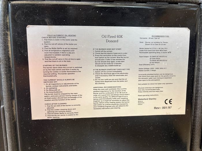 Stanley Donard 60K Oil Range Cooker