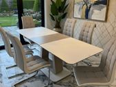 Tempered glass top extendable dining table set with chairs
