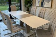 Tempered glass top extendable dining table set with chairs