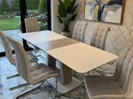 main image for ad Tempered glass top extendable dining table set with chairs