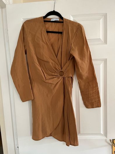 Wrap dress in beige color