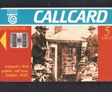 1995 Ireland 5 unit complimentary Callcard was by Telecom Eireann. Includes a picture of Ireland's first call box dating back to the year 1925 (Schlumberger SC7) Call Card Used. Telecom Eireann card number 1084