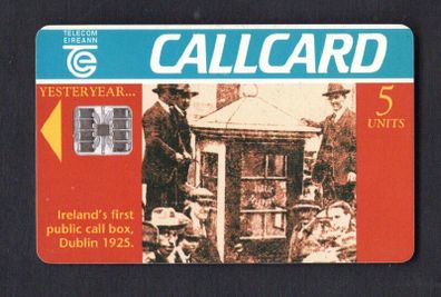 1995 Ireland 5 unit complimentary Callcard was by Telecom Eireann. Includes a picture of Ireland's first call box dating back to the year 1925 (Schlumberger SC7) Call Card Used. Telecom Eireann card number 1084