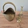 Vintage Brass Horse & Mini Brass Coal Scuttle Image 2