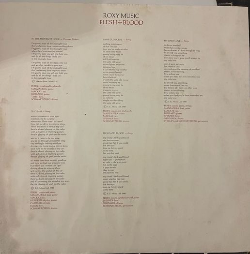 Roxy Music. Flesh + Blood. Original 1980 release in vg condition