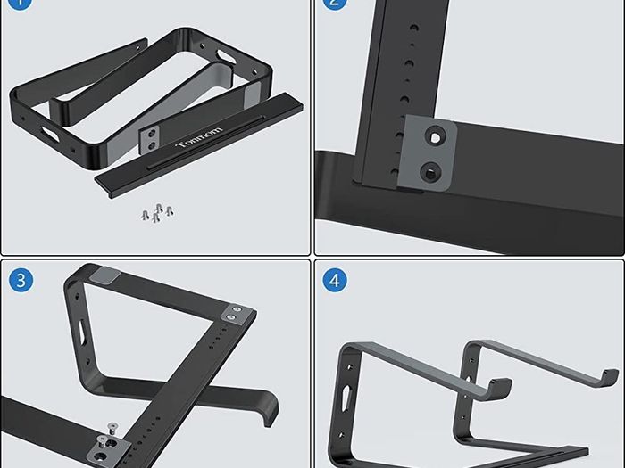 Laptop Stand for Desk, Aluminium Laptop Riser Holder, Removable Notebook Stand Ventilated Cooling Computer Stand Compatible with 10-15.6 Inch Laptops Black (FREE POSTAGE)
