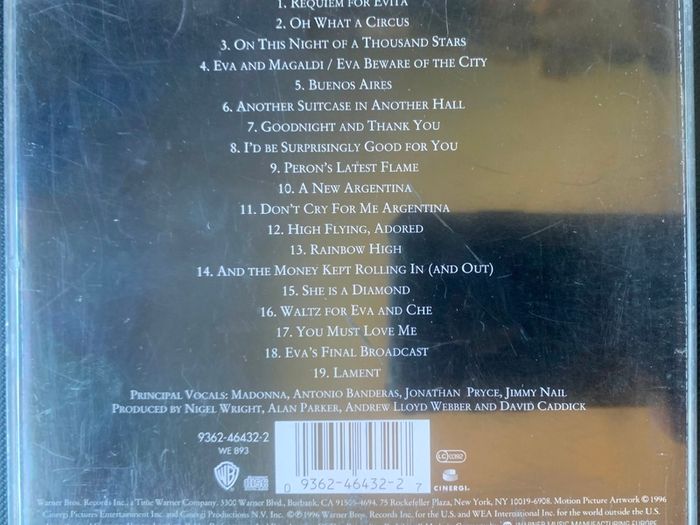 Madonna [1996] Evita (CD Movie Soundtrack Album)