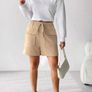 Flap Pocket Tie-Waist Apricot Shorts S Image 5